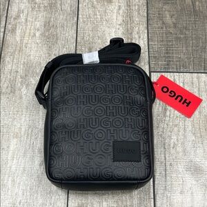 HUGO Embossed Black Men's Messenger Bag NWT